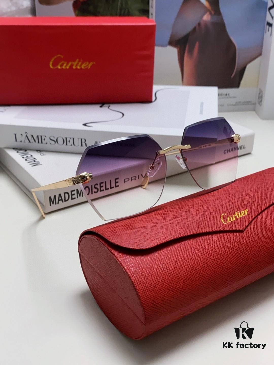 6931fb593a89a121ed54c09f Cartier 2025 New Model Frameless Sunglasses for Women, Classic Leopard Print Temples, Diamond-Cut Edges, Premium Gradient Lenses, Oversized Sunglasses