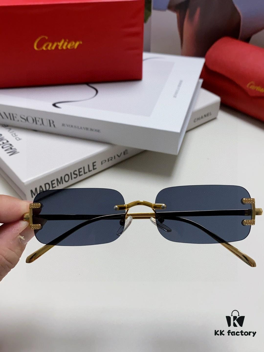 6931fb593a89a121ed54c0a6 Cartier 2025 New Arrival Square Rimless Cut-out Sunglasses for Women, Slimming and Stylish, Fashionable Ins-style Street Snap Shades, Unique Small Eyewear