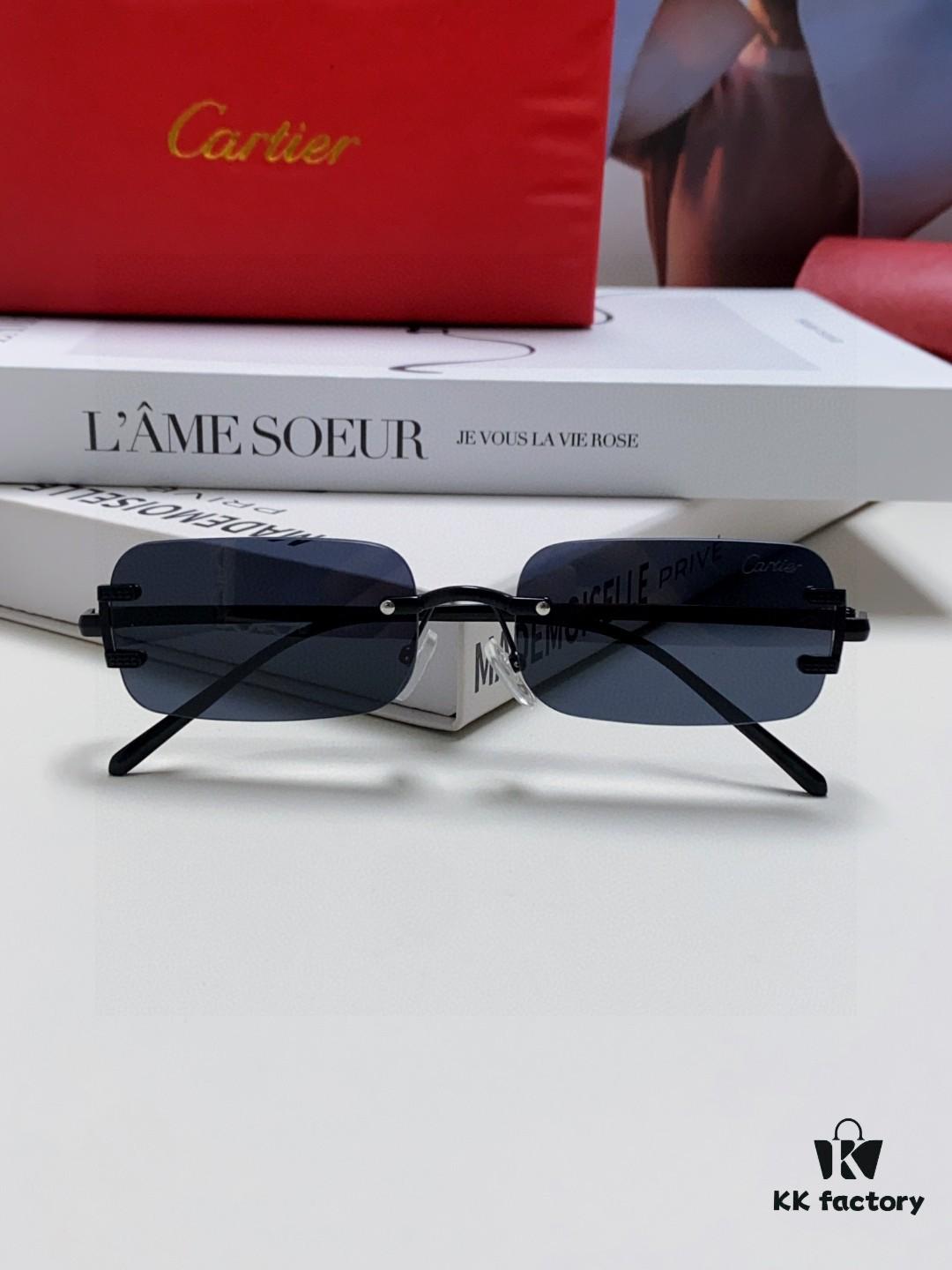 6931fb5a3a89a121ed54c0b3 Cartier 2025 New Arrival Square Rimless Cut-out Sunglasses for Women, Slimming and Stylish, Fashionable INS-Style Street Snap Trendy Sunglasses, Unique Small Eyewear