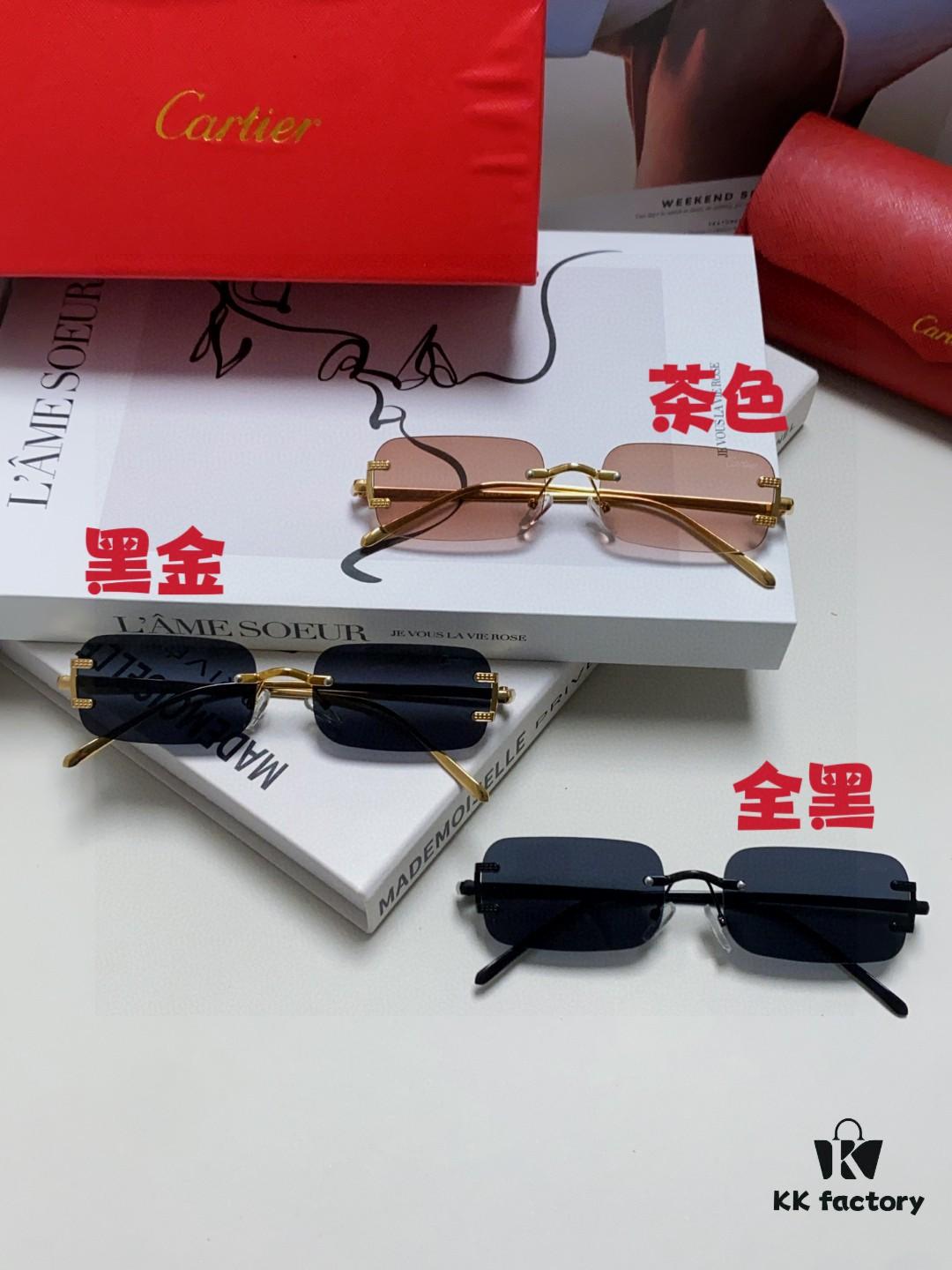6931fb5a3a89a121ed54c0b6 Cartier 2025 New Arrival Square Rimless Cut-out Sunglasses for Women, Slimming and Stylish, Fashionable INS-Style Street Snap Trendy Sunglasses, Unique Small Eyewear