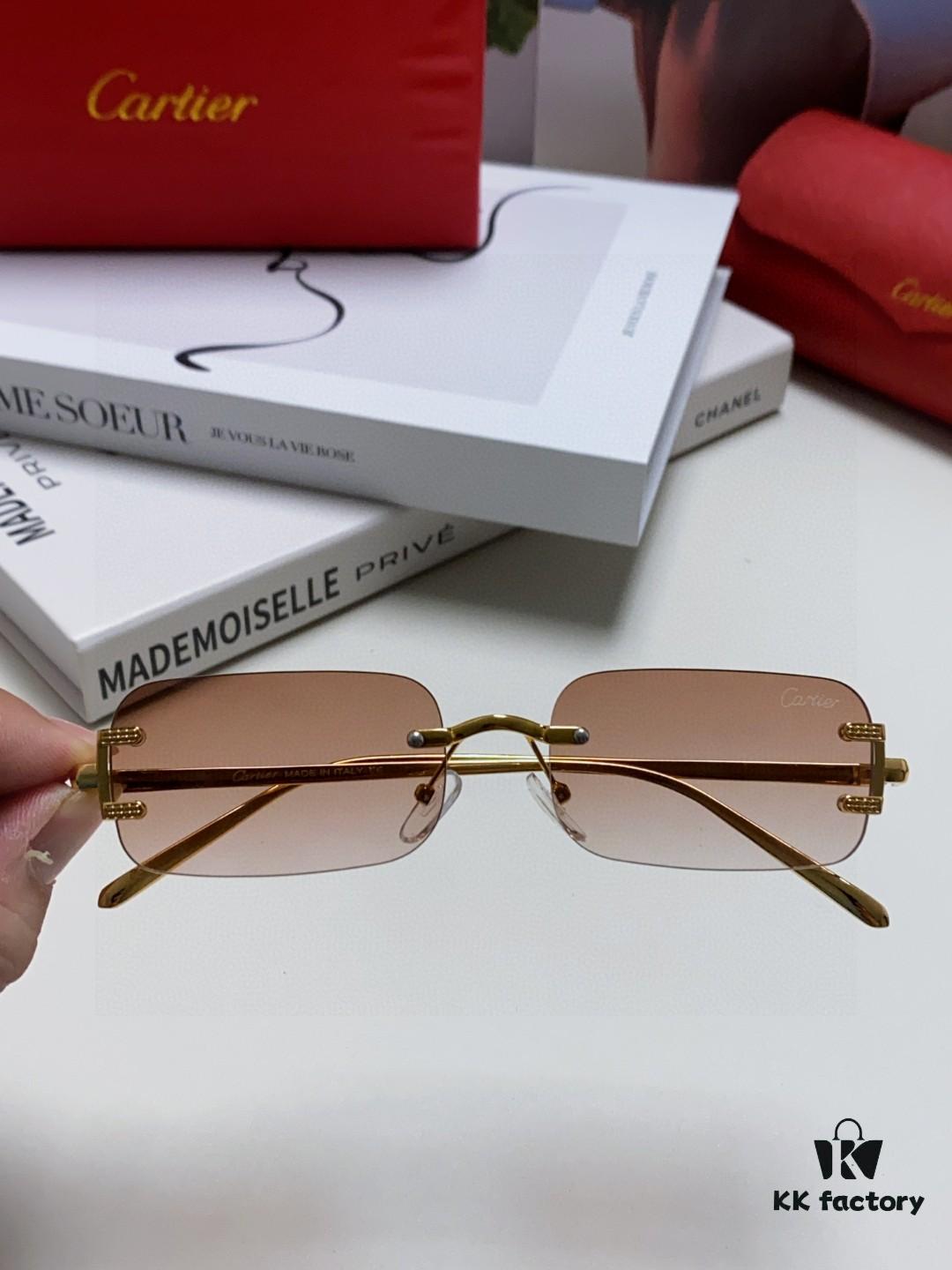 6931fb5a3a89a121ed54c0ba Cartier 2025 New Arrival Square Rimless Cut-Out Sunglasses for Women, Slimming and Stylish, European-American Fashion INS Trend Street Snap Cool Sunglasses, Unique Small Eyewear