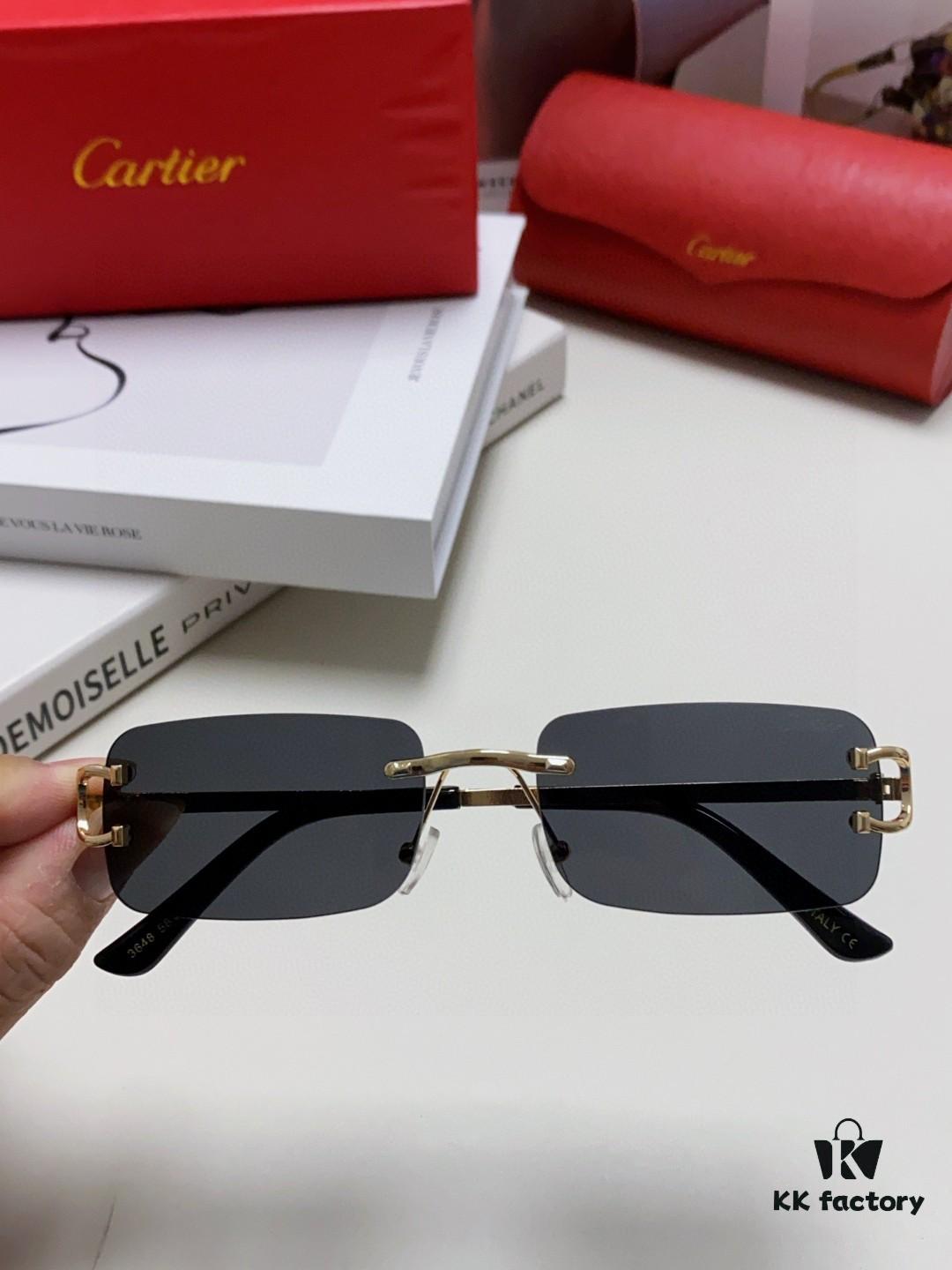 6931fb5e3a89a121ed54c0ee Cartier Unisex Square Frameless Sunglasses 2025 New Men's Stylish Narrow-Rimmed Retro American Style Sun Glasses