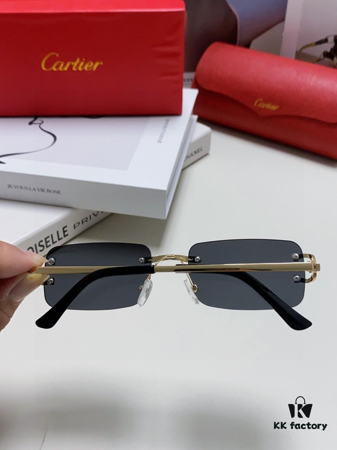 6931fb5e3a89a121ed54c0ef Cartier Unisex Square Frameless Sunglasses 2025 New Men's Stylish Narrow-Rimmed Retro American Style Sun Glasses