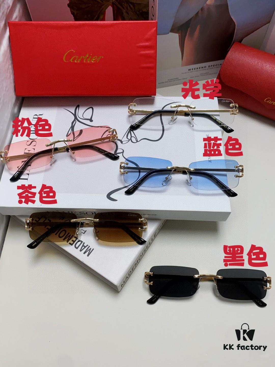 Cartier Unisex Frameless Square Sunglasses 2025 New Men's Stylish Narrow-Rimmed Retro American Style Sun Glasses