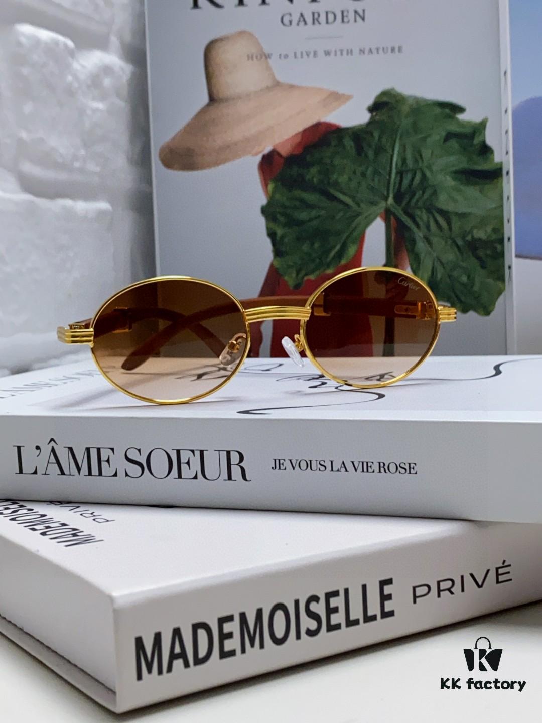 6931fb633a89a121ed54c12c Cartier 2025 New Vintage Style Wooden-Look Round Sunglasses, Fashion UV-Protective Unisex Sun Glasses CT0464S