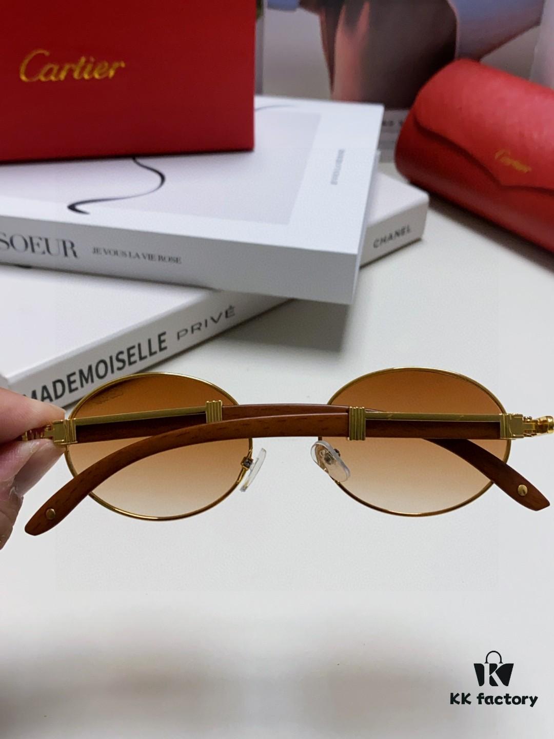 6931fb633a89a121ed54c12f Cartier 2025 New Vintage Style Wooden-Look Round Sunglasses, Fashion UV-Protective Unisex Sun Glasses CT0464S