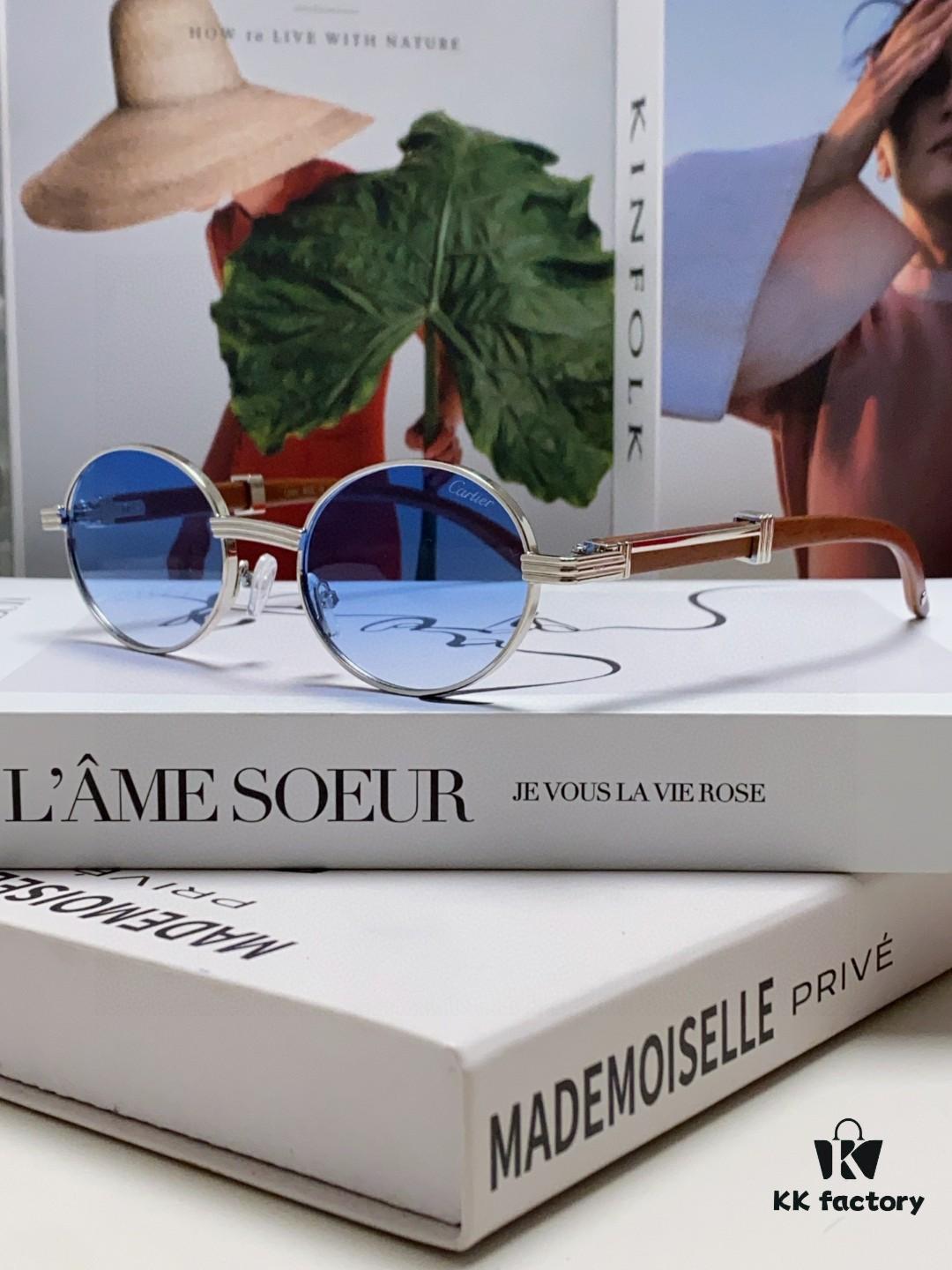 6931fb633a89a121ed54c135 Cartier 2025 New Vintage-Style Wood-Grain Aviator Round Sunglasses, Fashionable UV-Protective Unisex Sun Glasses CT0464S