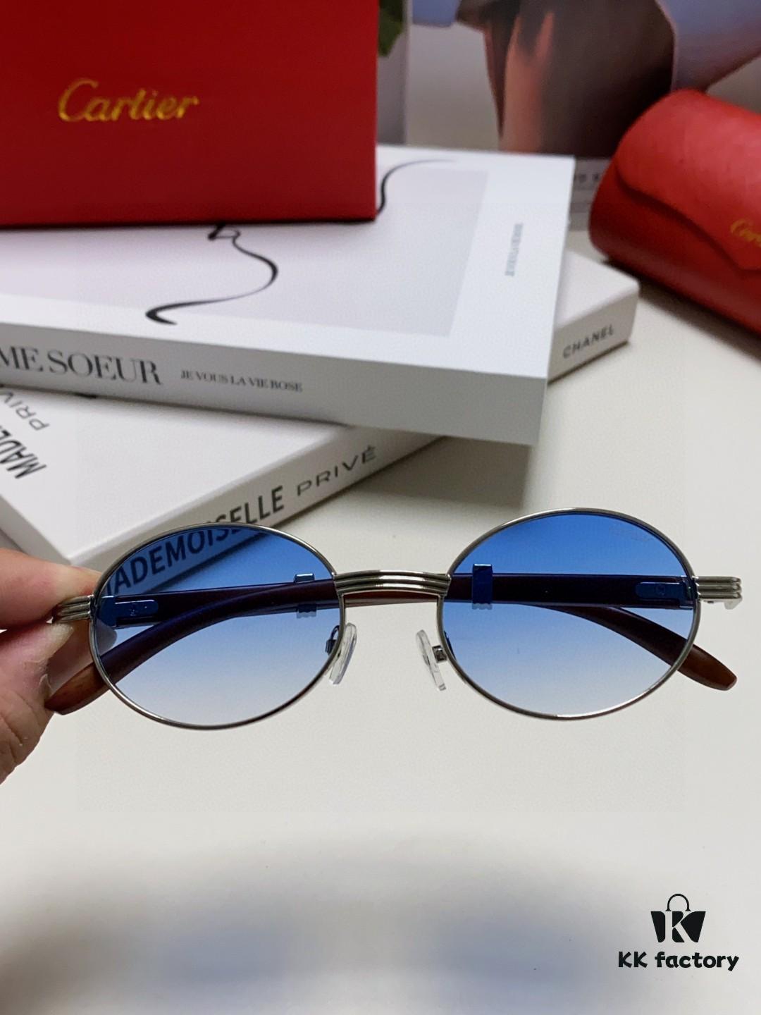 6931fb643a89a121ed54c138 Cartier 2025 New Vintage-Style Wood-Grain Aviator Round Sunglasses, Fashionable UV-Protective Unisex Sun Glasses CT0464S