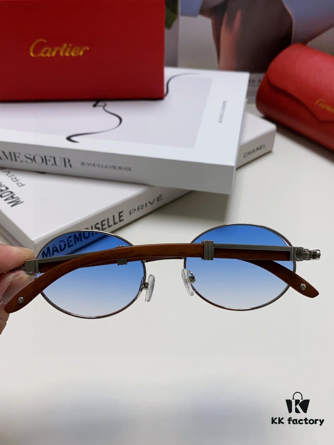 6931fb643a89a121ed54c139 Cartier 2025 New Vintage-Style Wood-Grain Aviator Round Sunglasses, Fashionable UV-Protective Unisex Sun Glasses CT0464S