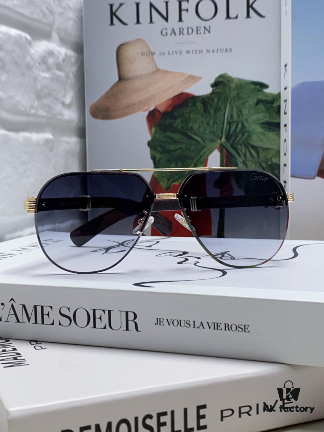 Cartier 2024 Retro Double Bridge Prescription Sunglasses with UV Protection, Oversized Frame for Men, Driving Sunglasses