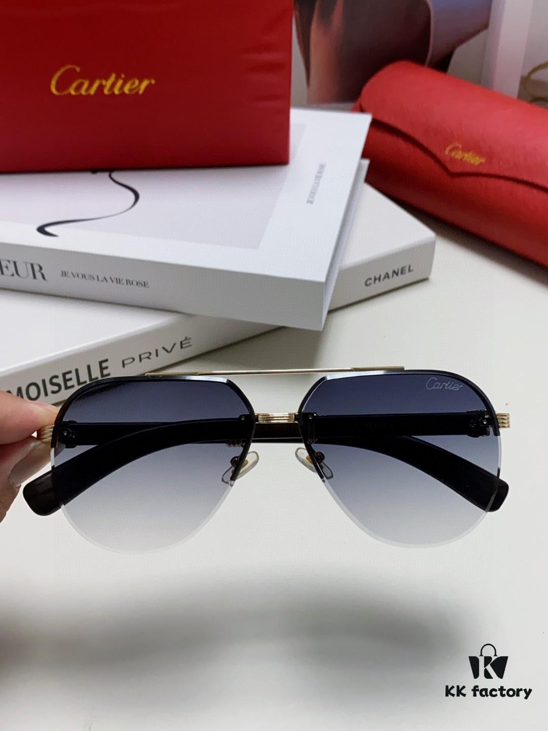 Cartier 2024 Retro Double Bridge Prescription Sunglasses with UV Protection, Oversized Frame for Men, Driving Sunglasses