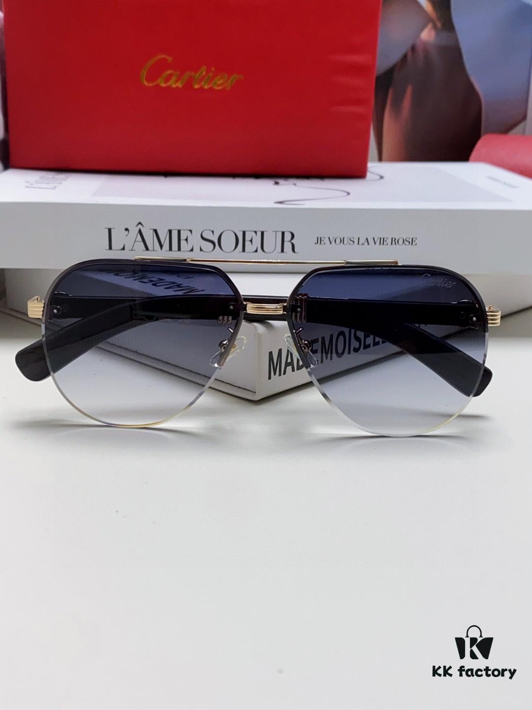 Cartier 2024 Retro Double Bridge Prescription Sunglasses with UV Protection, Oversized Frame for Men, Driving Sunglasses
