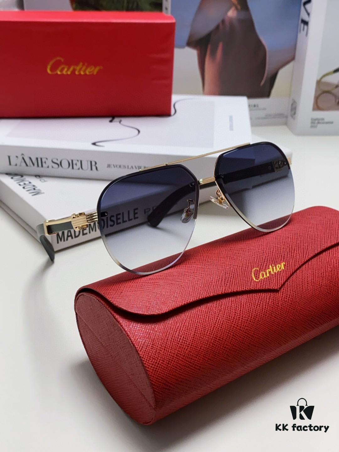 Cartier 2024 Retro Double Bridge Prescription Sunglasses with UV Protection, Oversized Frame for Men, Driving Sunglasses