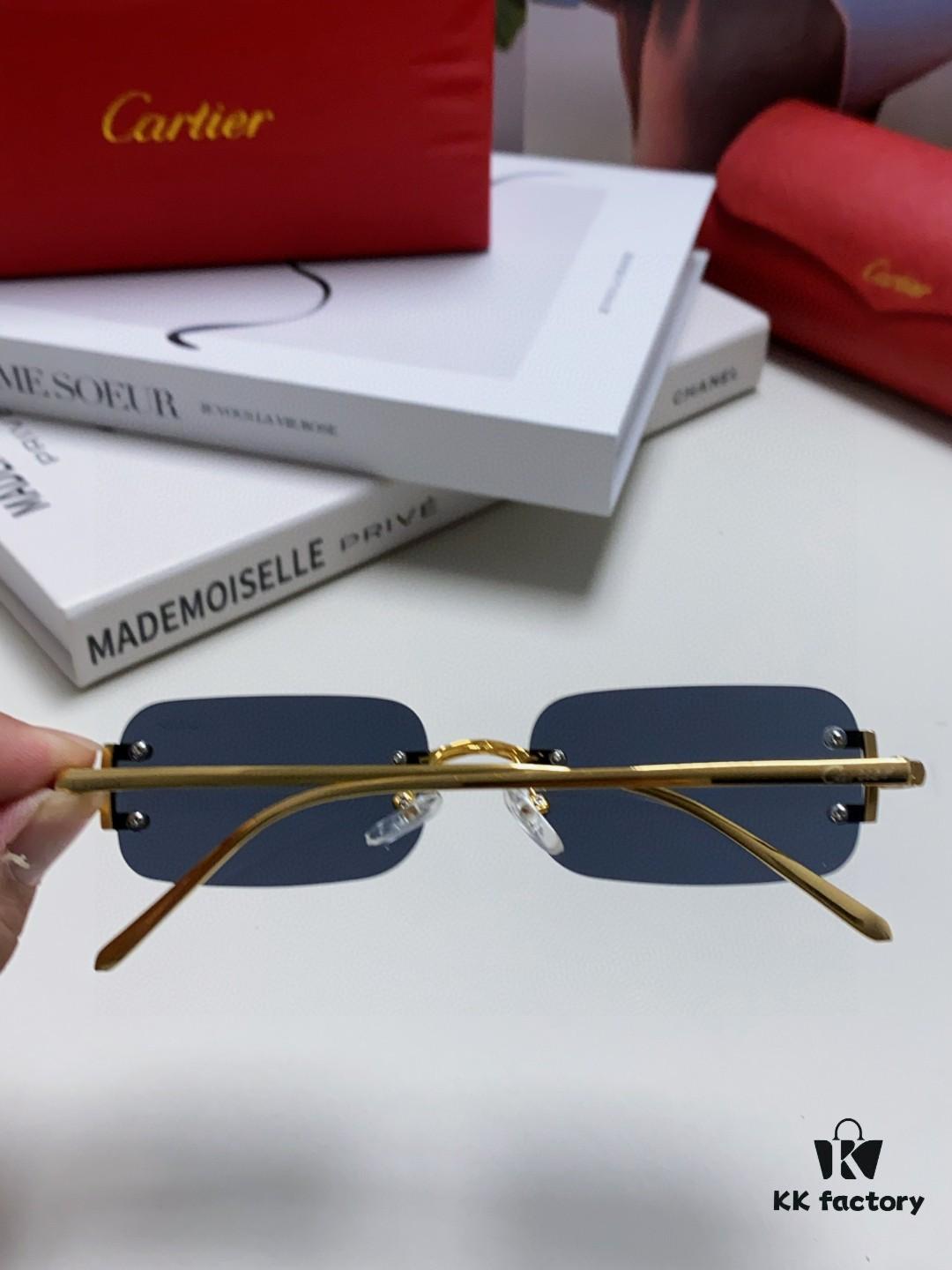 6931fb703a89a121ed54c1d9 Cartier 2024 New Square Frameless Cut-out Sunglasses for Women, Slimming and Stylish, European-American Fashion INS-Inspired Street Snap Trendy Sunglasses, Unique Small Eyewear