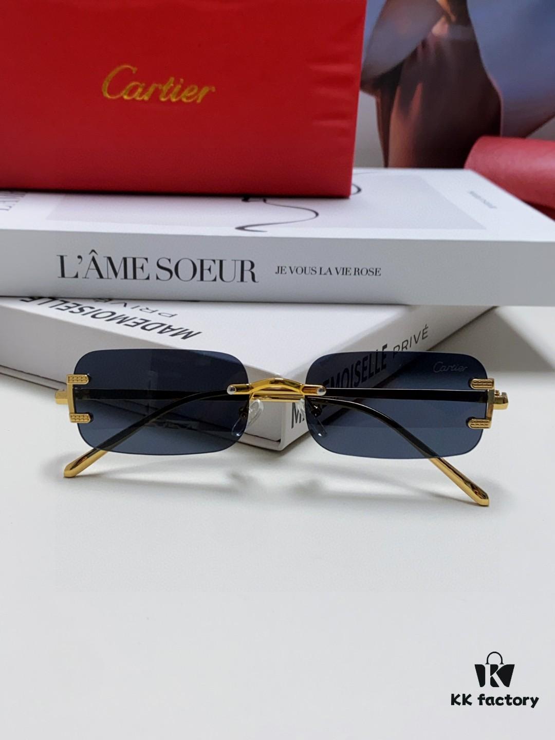 6931fb703a89a121ed54c1db Cartier 2024 New Square Frameless Cut-out Sunglasses for Women, Slimming and Stylish, European-American Fashion INS-Inspired Street Snap Trendy Sunglasses, Unique Small Eyewear