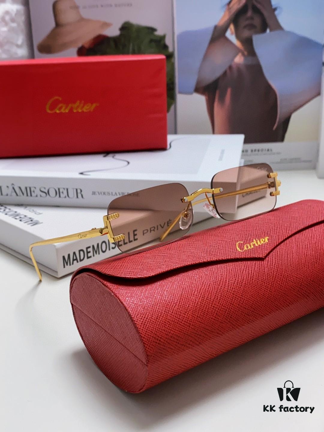 6931fb723a89a121ed54c1f0 Cartier 2024 New Square Frameless Cut-out Sunglasses for Women, Slimming and Stylish, European and American Fashion INS-style Street Snap Cool Sunglasses, Trendy Small Eyewear
