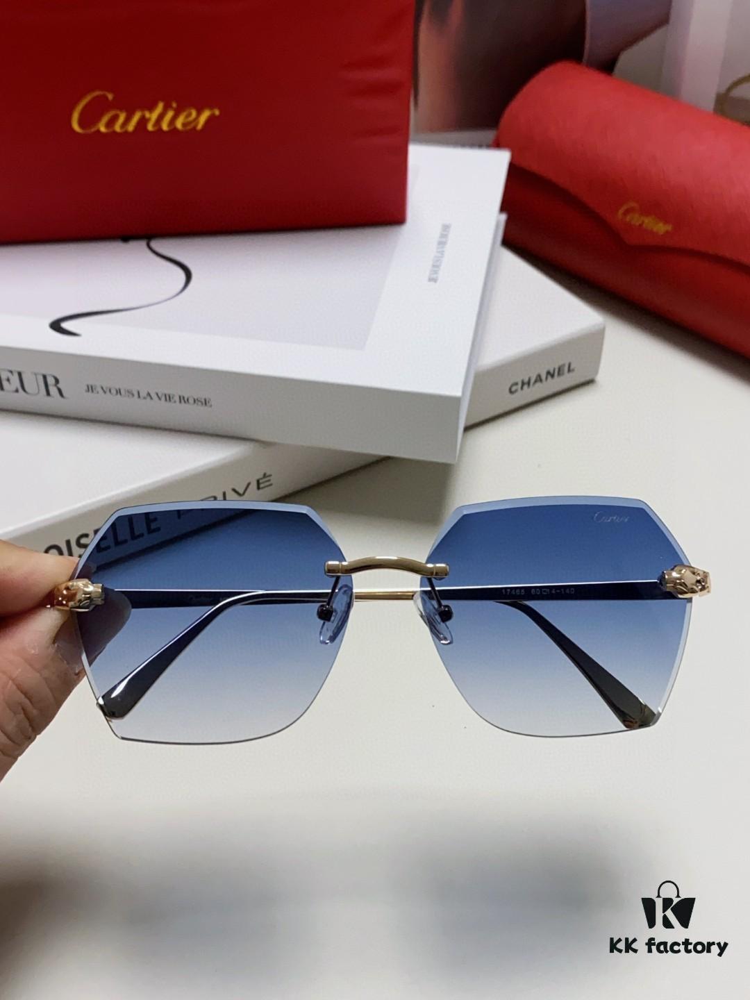 6931fb763a89a121ed54c232 Cartier 2024 New Unframed Sunglasses for Women, Classic Leopard-pattern Temples, Diamond-cut Edges, Gradient Lenses, Oversized Luxury Sunglasses