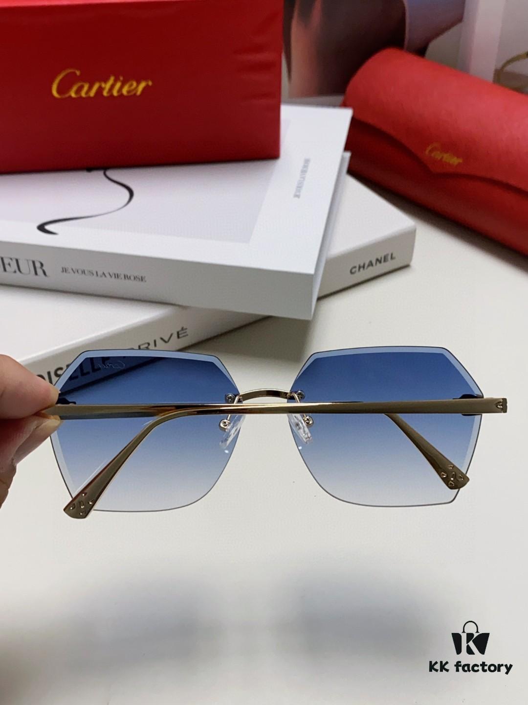 6931fb773a89a121ed54c233 Cartier 2024 New Unframed Sunglasses for Women, Classic Leopard-pattern Temples, Diamond-cut Edges, Gradient Lenses, Oversized Luxury Sunglasses