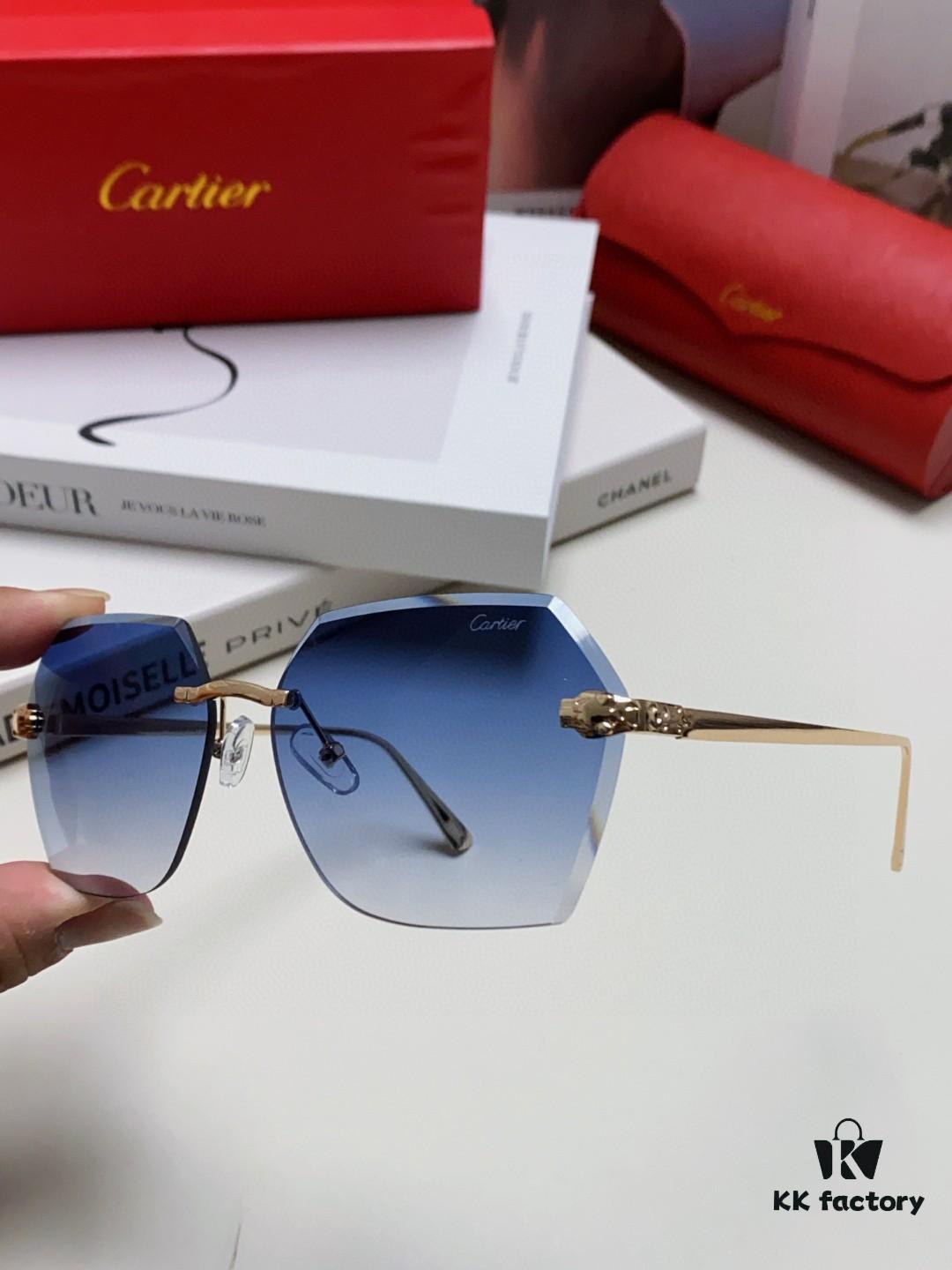 6931fb773a89a121ed54c234 Cartier 2024 New Unframed Sunglasses for Women, Classic Leopard-pattern Temples, Diamond-cut Edges, Gradient Lenses, Oversized Luxury Sunglasses