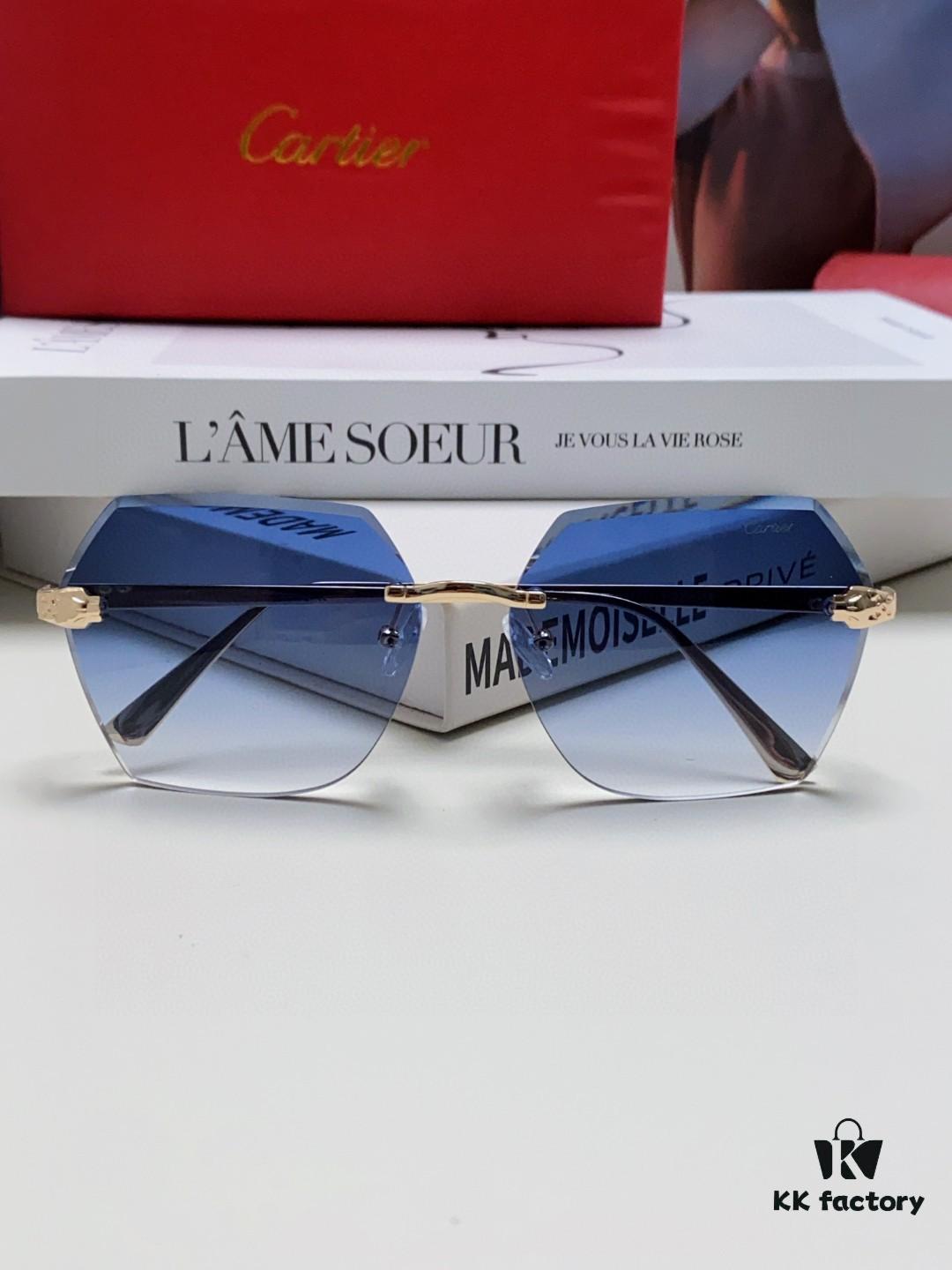 6931fb773a89a121ed54c235 Cartier 2024 New Unframed Sunglasses for Women, Classic Leopard-pattern Temples, Diamond-cut Edges, Gradient Lenses, Oversized Luxury Sunglasses
