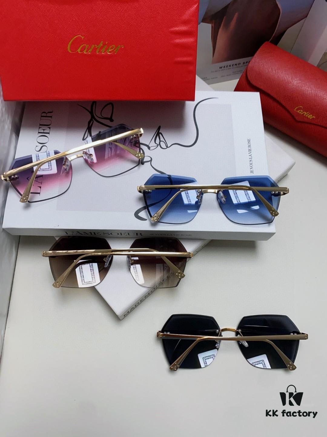 6931fb773a89a121ed54c237 Cartier 2024 New Unframed Sunglasses for Women, Classic Leopard-pattern Temples, Diamond-cut Edges, Gradient Lenses, Oversized Luxury Sunglasses