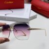 Cartier 2024 New Model Frameless Sunglasses for Women, Classic Leopard Print Temples, Diamond-Cut Edges, Gradient Lenses, Oversized Luxury Sunglasses