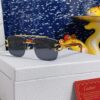 6931fb783a89a121ed54c243 Cartier 2025 New Arrival Wooden Texture Panther Decorated Frameless Bar Square Sunglasses, Gradient Color Tinted Lens, Fashion Retro Street Style Sun Glasses