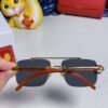 6931fb783a89a121ed54c247 Cartier 2025 New Arrival Wooden Texture Panther Decorated Frameless Bar Square Sunglasses, Gradient Color Tinted Lens, Fashion Retro Street Style Sun Glasses