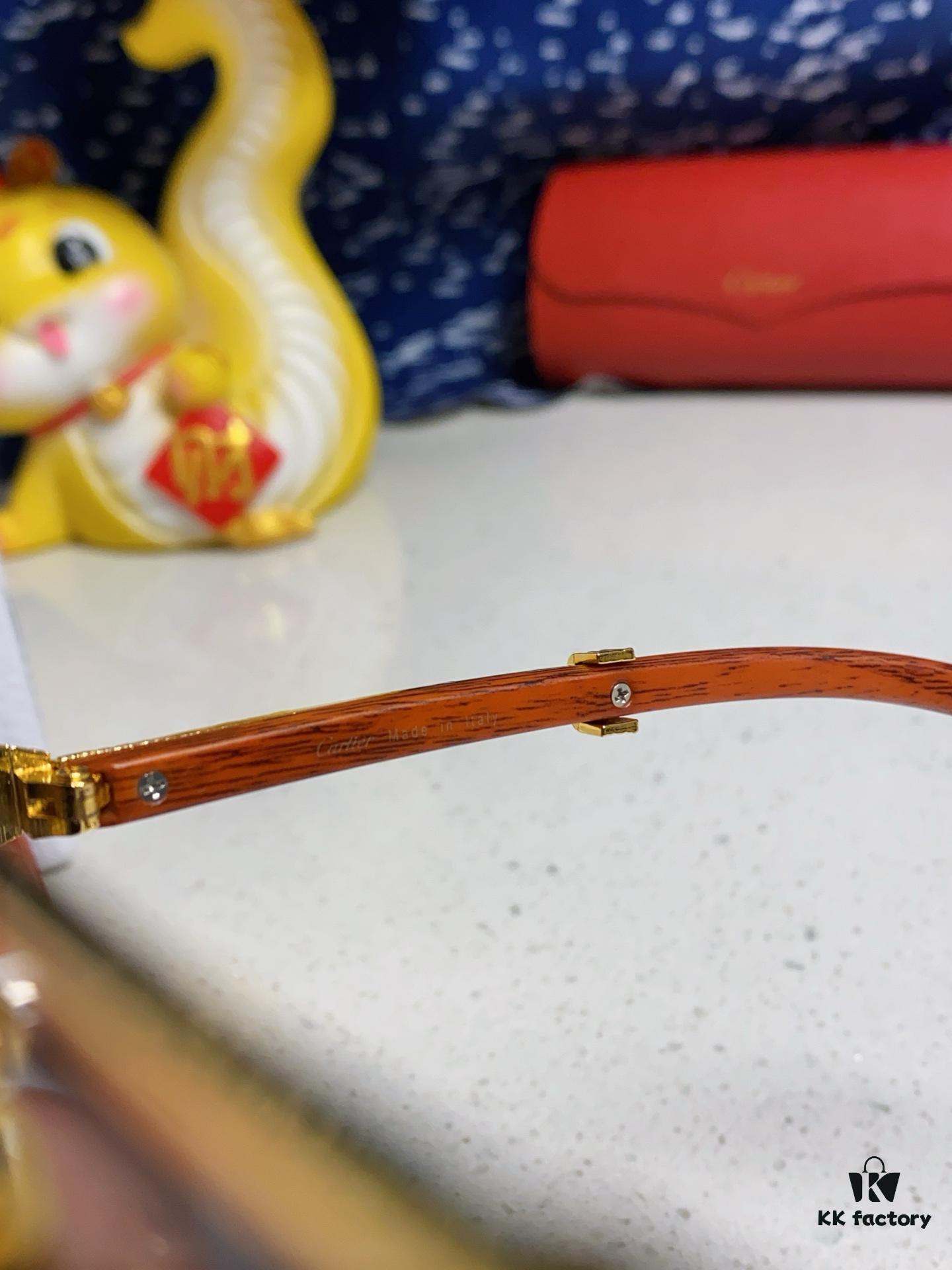 6931fb783a89a121ed54c249 Cartier 2025 New Arrival Wooden Texture Panther Decorated Frameless Bar Square Sunglasses, Gradient Color Tinted Lens, Fashion Retro Street Style Sun Glasses