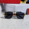 6931fb783a89a121ed54c24a Cartier 2025 New Arrival Wooden Texture Panther Decorated Frameless Bar Square Sunglasses, Gradient Color Tinted Lens, Fashion Retro Street Style Sun Glasses