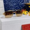 6931fb793a89a121ed54c24f Cartier 2025 New Wooden Texture Panther Decorated Frameless Bar Square Sunglasses, Fashionable Retro Gradient Color Sunglasses for Street Snap
