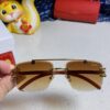 6931fb793a89a121ed54c251 Cartier 2025 New Wooden Texture Panther Decorated Frameless Bar Square Sunglasses, Fashionable Retro Gradient Color Sunglasses for Street Snap