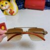 6931fb793a89a121ed54c252 Cartier 2025 New Wooden Texture Panther Decorated Frameless Bar Square Sunglasses, Fashionable Retro Gradient Color Sunglasses for Street Snap