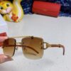 6931fb793a89a121ed54c253 Cartier 2025 New Wooden Texture Panther Decorated Frameless Bar Square Sunglasses, Fashionable Retro Gradient Color Sunglasses for Street Snap