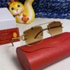 6931fb793a89a121ed54c256 Cartier 2025 New Wooden Texture Panther Decorated Frameless Bar Square Sunglasses, Fashionable Retro Gradient Color Sunglasses for Street Snap
