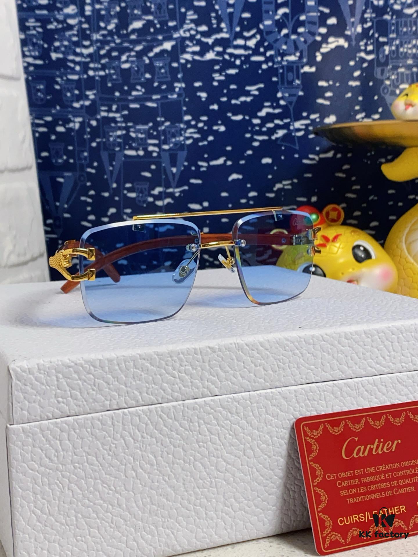 6931fb7a3a89a121ed54c259 Cartier 2025 New Arrival Wooden Texture Panther Decorated Frameless Bar Square Sunglasses, Fashionable Retro Gradient Color Tinted Glasses for Street Photography