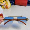 6931fb7a3a89a121ed54c25c Cartier 2025 New Arrival Wooden Texture Panther Decorated Frameless Bar Square Sunglasses, Fashionable Retro Gradient Color Tinted Glasses for Street Photography