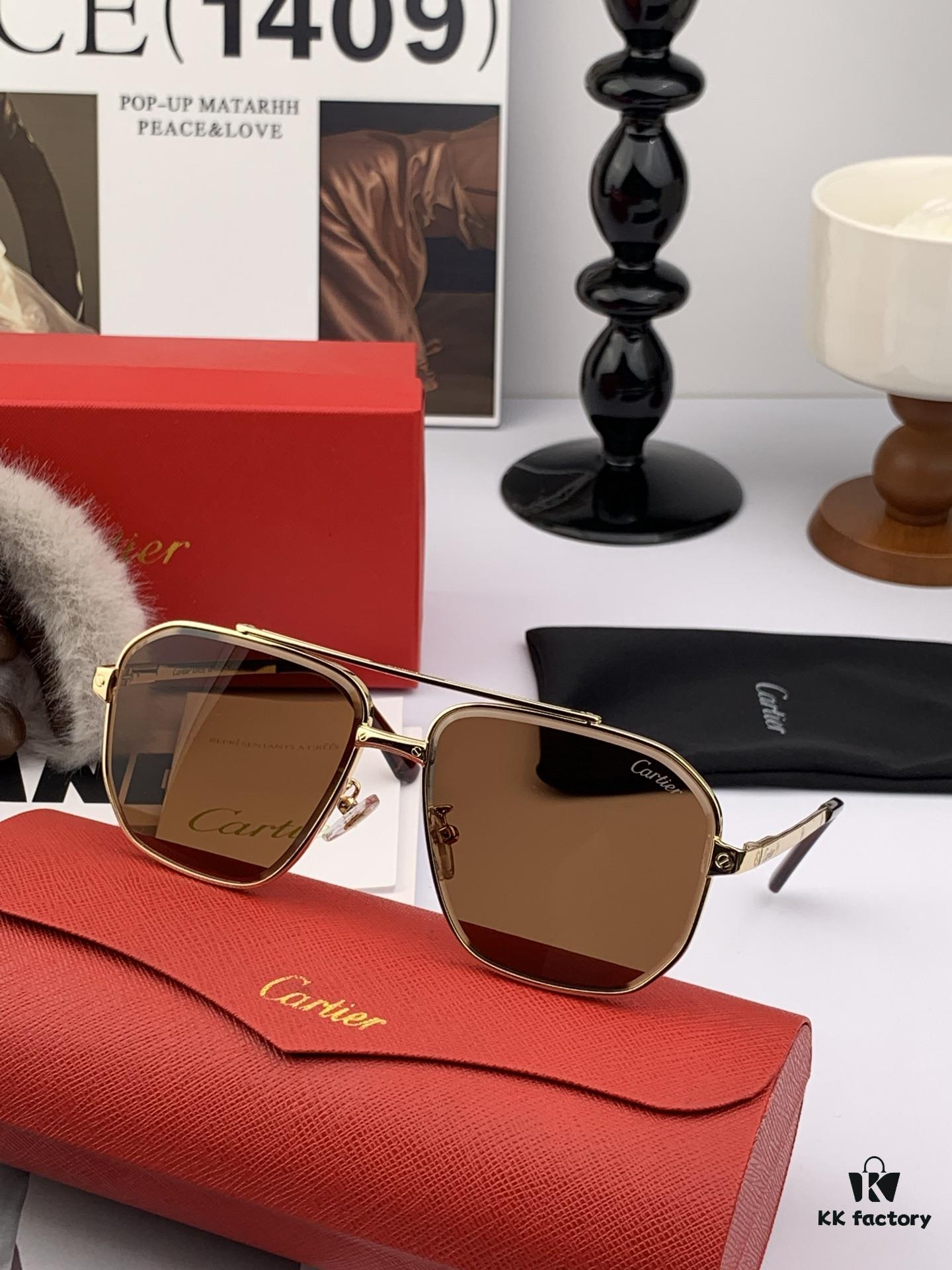 Cartier Unisex Sunglasses, Fashionable and Elegant, High-End Quality, Handcrafted Classic Design with Premium Weight and Texture, Electroplated and Polished Finish