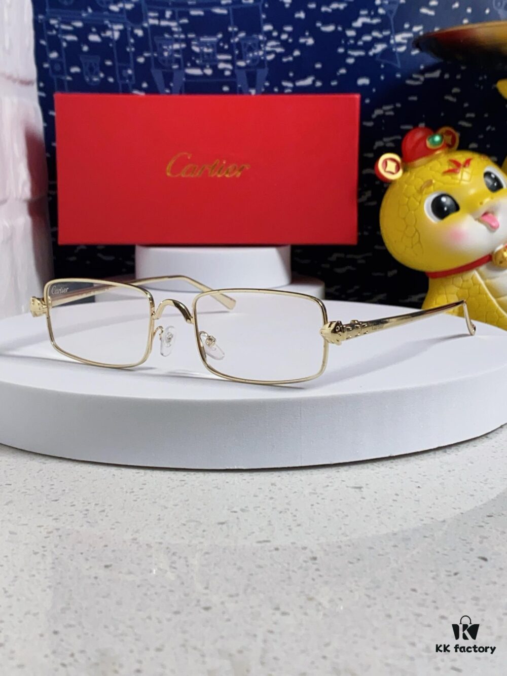 Cartier 2025 Latest Metal Square Sunglasses for Men, Retro European and American Style Small Frame Leopard Design Fashion Sunglasses for Women, CT0473S