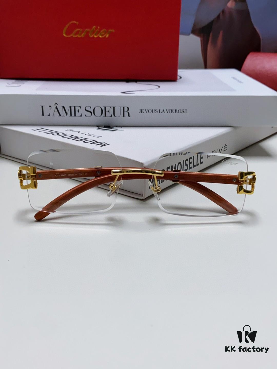 6931fb973a89a121ed54c3d3 Cartier 2025 New Fashion Rimless Sunglasses with Unique Leopard Print and Woodgrain Temples, Square Frame Unisex Eyewear
