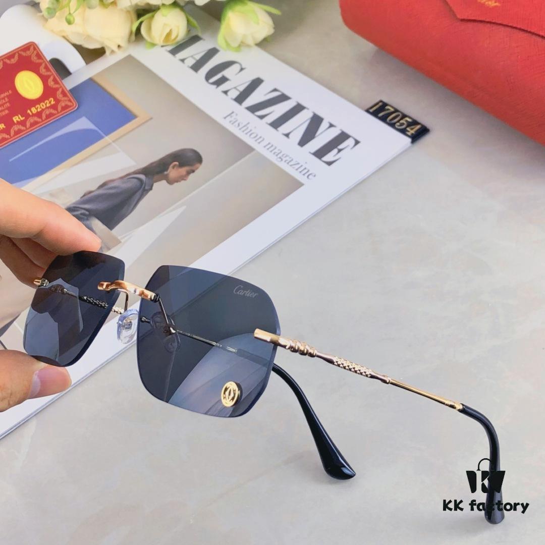 Cartier European and American Style Square Frameless Cut-edge Sunglasses for Women, Fashionable and Elegant Street Snap Slimming Minimalist Sunglasses