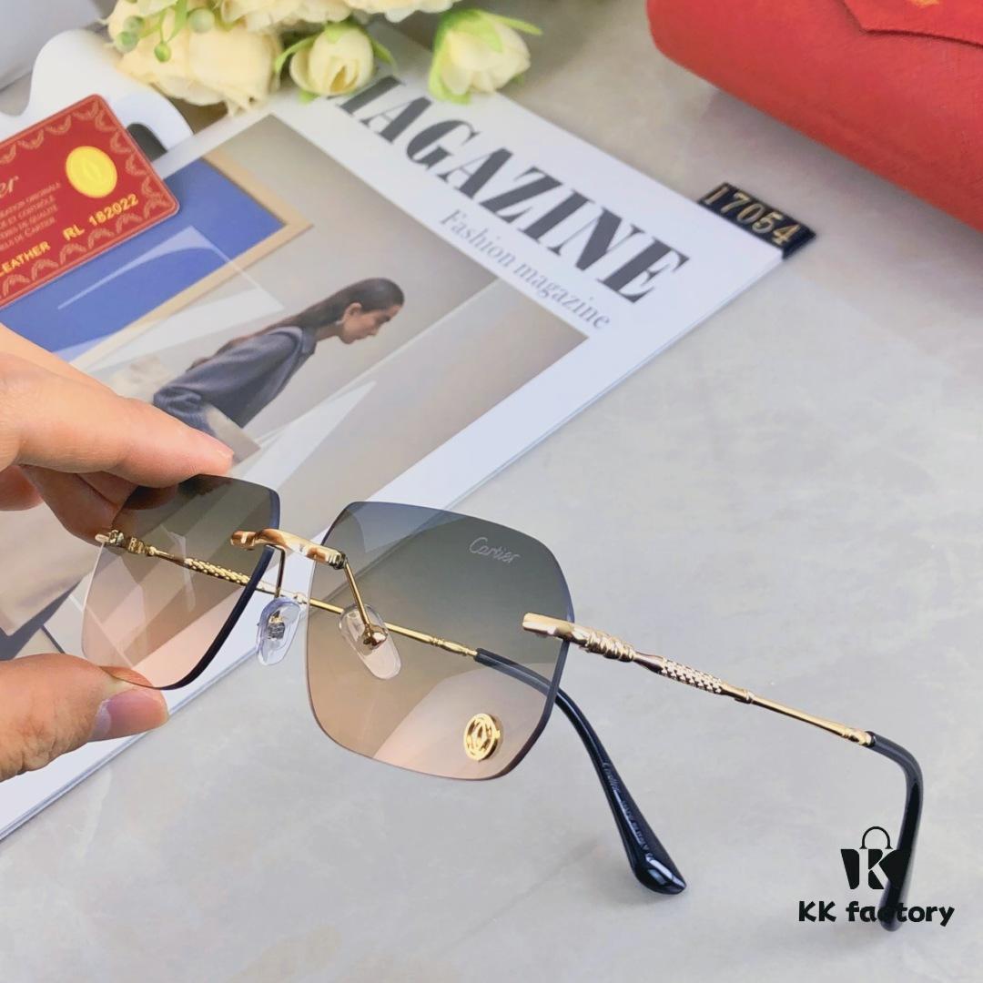 Cartier European and American Style Square Frameless Cut-edge Sunglasses for Women, Fashionable and Elegant Street Snap Slimming Minimalist Sunglasses