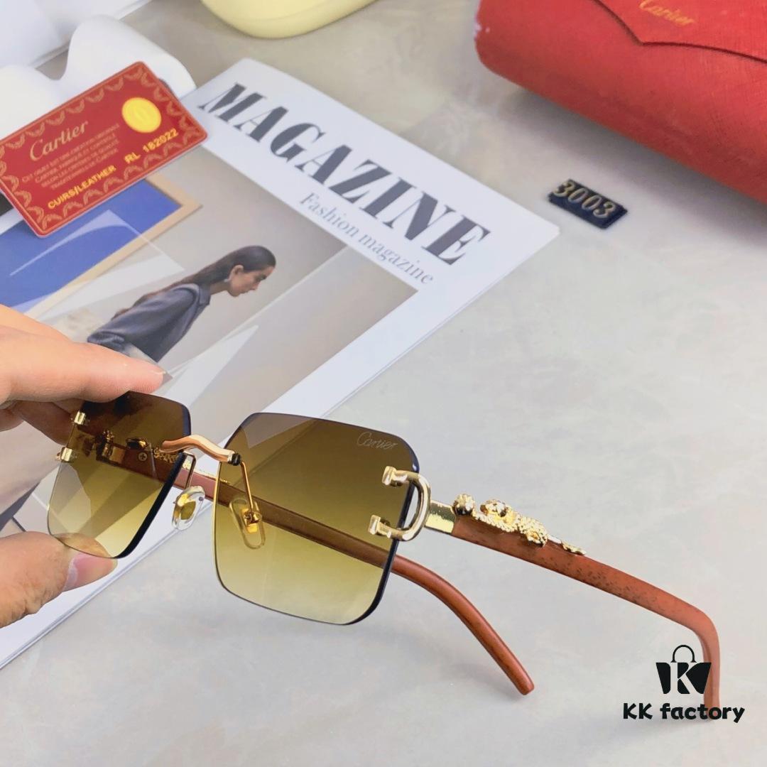 6931fba53a89a121ed54c49c Cartier New Frameless Sunglasses with Cut-edge Design, Leopard-pattern Temples, UV Protection, Stylish Sun Glasses