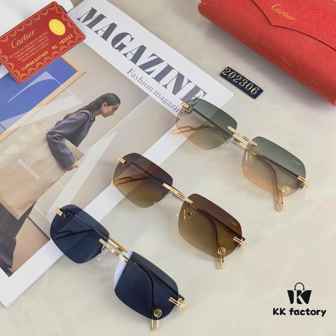 6931fba63a89a121ed54c4a8 Cartier New Metal Frameless Polygonal Sunglasses for Men and Women, Popular on Instagram in Europe and America