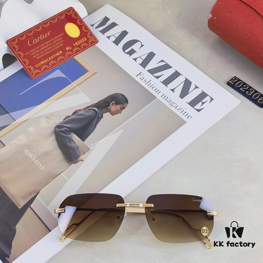 6931fba63a89a121ed54c4aa Cartier New Metal Frameless Polygonal Sunglasses for Men and Women, Popular on Instagram in Europe and America