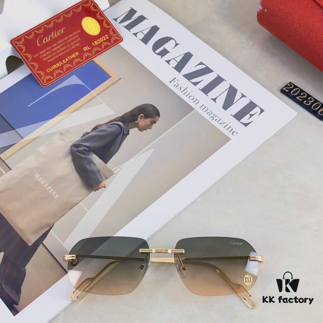 6931fba63a89a121ed54c4ab Cartier New Metal Frameless Polygonal Sunglasses for Men and Women, Popular on Instagram in Europe and America