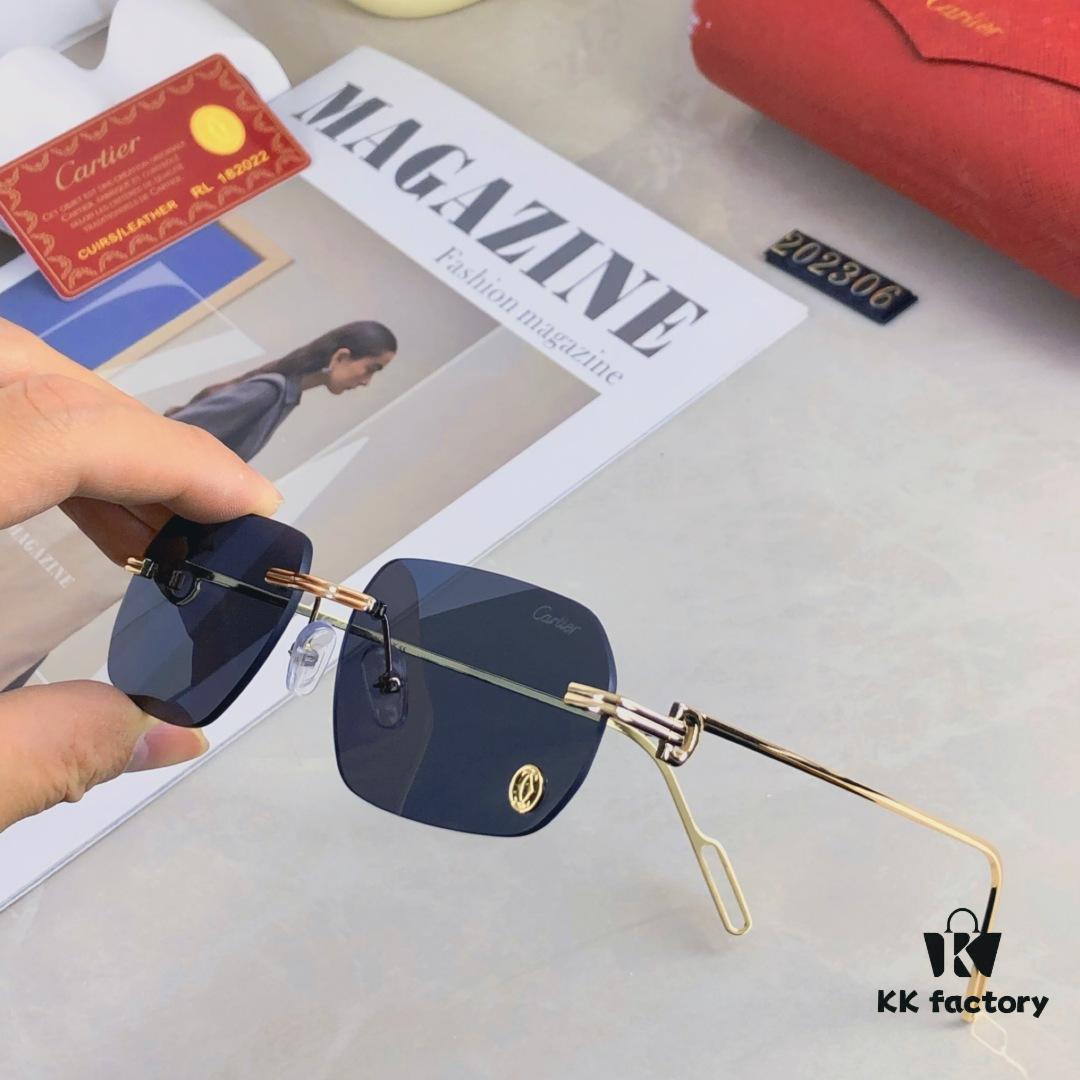 6931fba63a89a121ed54c4ad Cartier New Metal Frameless Polygonal Sunglasses for Men and Women, Popular on Instagram in Europe and America