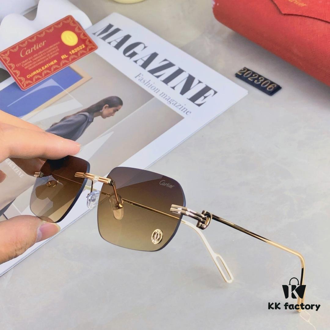 6931fba63a89a121ed54c4ae Cartier New Metal Frameless Polygonal Sunglasses for Men and Women, Popular on Instagram in Europe and America