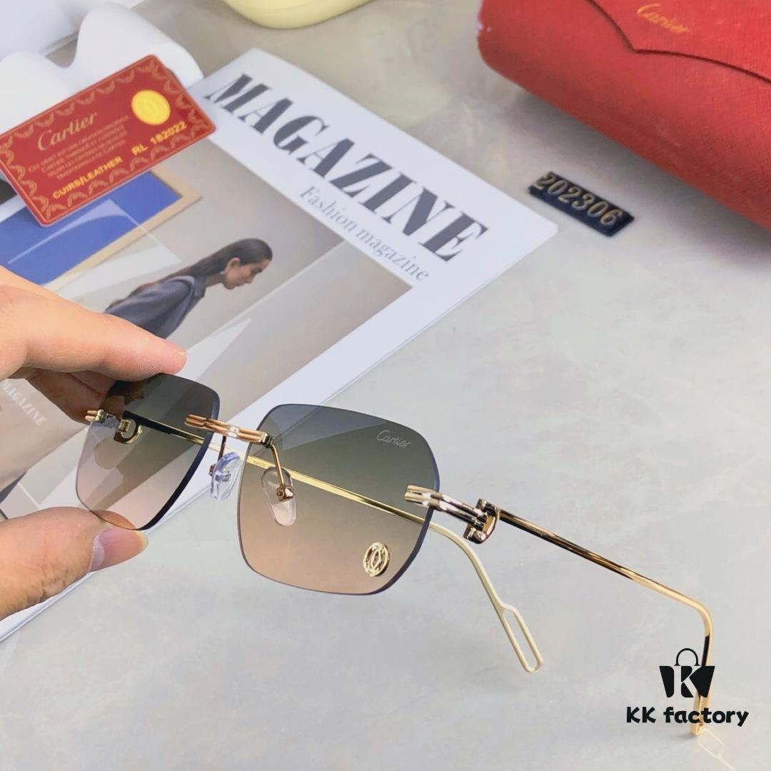 6931fba73a89a121ed54c4af Cartier New Metal Frameless Polygonal Sunglasses for Men and Women, Popular on Instagram in Europe and America