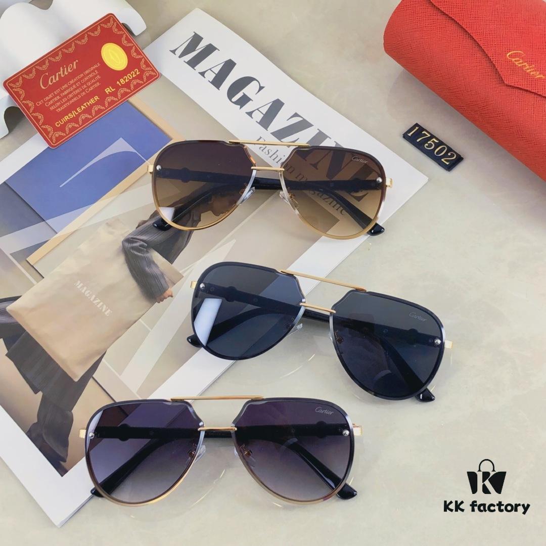 6931fba83a89a121ed54c4c3 Cartier New Retro Fashion Metal Sunglasses Half-Rim Double Bridge Unisex Aviator Shades